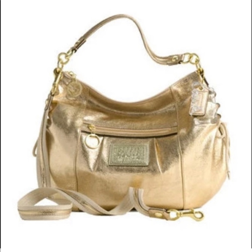 Coach Poppy Jazzy Hobo Purse Handbag Gold Metallic
